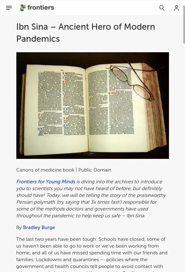 Ibn Sina – Ancient Hero of Modern Pandemics